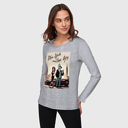 Лонгслив хлопковый женский Бендер в Нью-Йорке - любовная история, цвет: меланж — фото 2