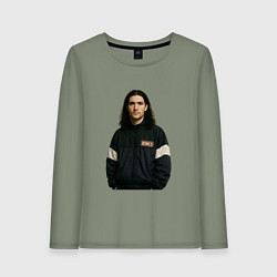 Лонгслив хлопковый женский Bones спортивный стиль, цвет: авокадо