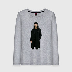 Лонгслив хлопковый женский Задумчивый Bones, цвет: меланж