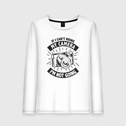 Лонгслив хлопковый женский Я не выхожу без камеры, цвет: белый