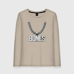 Лонгслив хлопковый женский Цепь Bones, цвет: миндальный