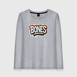 Лонгслив хлопковый женский Bones уличный логотип, цвет: меланж