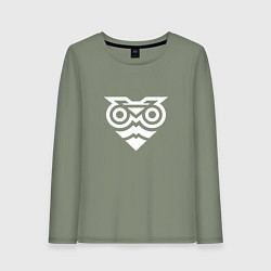 Лонгслив хлопковый женский Метафора совы и мотоцикла, цвет: авокадо