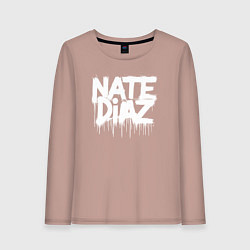 Лонгслив хлопковый женский Граффити логотип Нейт Диас, цвет: пыльно-розовый