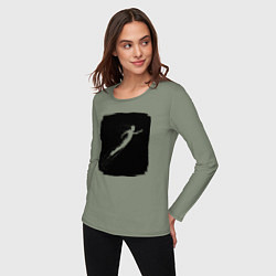 Лонгслив хлопковый женский Плывущий под водой, цвет: авокадо — фото 2