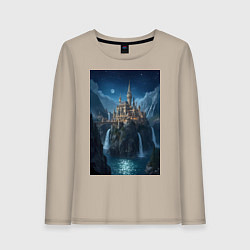 Женский лонгслив Замок в стиле Хогвартс под звездным небом