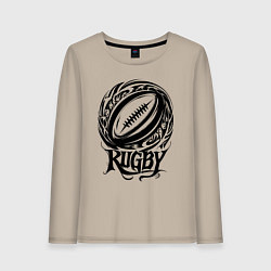 Лонгслив хлопковый женский Регби орнамент, цвет: миндальный
