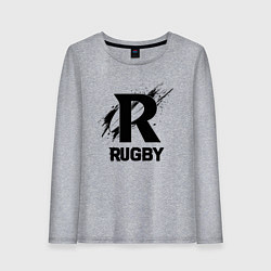 Лонгслив хлопковый женский Регби черной краской, цвет: меланж