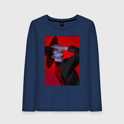 Лонгслив хлопковый женский Джину, Saja Boys, цвет: тёмно-синий