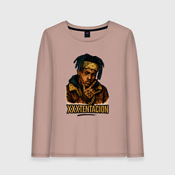 Лонгслив хлопковый женский XXXTentacion мультяшный стиль, цвет: пыльно-розовый