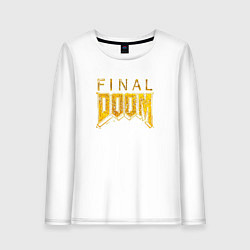 Лонгслив хлопковый женский Doom final gold logo, цвет: белый