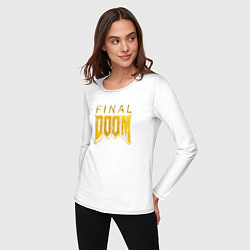 Лонгслив хлопковый женский Doom final gold logo, цвет: белый — фото 2