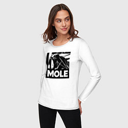 Лонгслив хлопковый женский Крот в стиле граффити, цвет: белый — фото 2