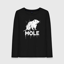 Лонгслив хлопковый женский Крот в стиле белое граффити, цвет: черный