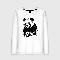 Лонгслив хлопковый женский Панда черной краской, цвет: белый