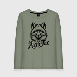 Женский лонгслив Арктический лис каллиграфической надписью