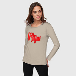 Лонгслив хлопковый женский Dandadan - logotype, цвет: миндальный — фото 2