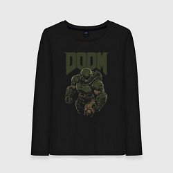 Лонгслив хлопковый женский Doom shooter, цвет: черный