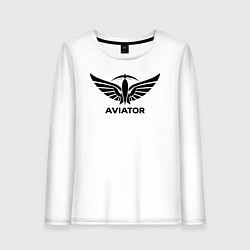 Лонгслив хлопковый женский Авиатор крылатый логотип, цвет: белый