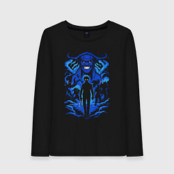 Лонгслив хлопковый женский Поднятие уровня в одиночку аниме, цвет: черный