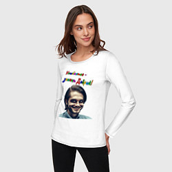 Лонгслив хлопковый женский Улыбается - значит добрый, цвет: белый — фото 2