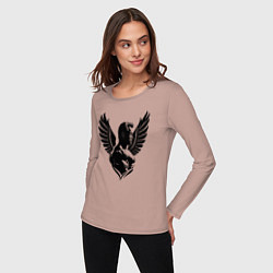 Лонгслив хлопковый женский Арнольд Шварценеггер с крыльями, цвет: пыльно-розовый — фото 2