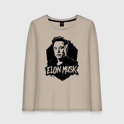 Лонгслив хлопковый женский Орнамент Илона Маска, цвет: миндальный