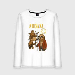 Лонгслив хлопковый женский Nirvana ленивцы, цвет: белый