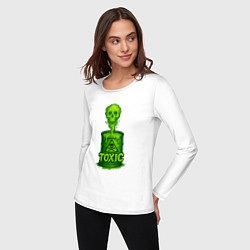 Лонгслив хлопковый женский Toxic зеленая кислота, цвет: белый — фото 2
