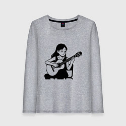 Лонгслив хлопковый женский Классическая гитаристка аниме, цвет: меланж