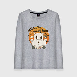 Женский лонгслив Корова привидение: moo-boo - буу-муу