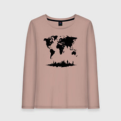 Лонгслив хлопковый женский Мир в тени города, цвет: пыльно-розовый