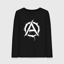 Лонгслив хлопковый женский А в круге краски, цвет: черный