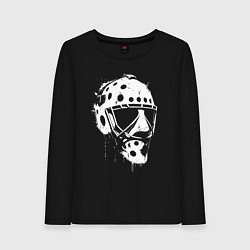 Лонгслив хлопковый женский Белая хоккейная маска, цвет: черный