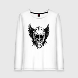 Лонгслив хлопковый женский Крылатая хоккейная маска, цвет: белый