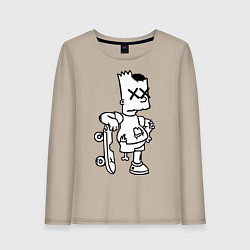 Лонгслив хлопковый женский Bart Simpsons Zombie, цвет: миндальный