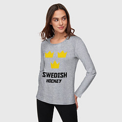Лонгслив хлопковый женский Swedish Hockey, цвет: меланж — фото 2