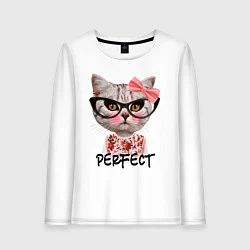 Лонгслив хлопковый женский Perfect Kitty, цвет: белый