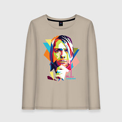 Лонгслив хлопковый женский Kurt Cobain: Colors, цвет: миндальный