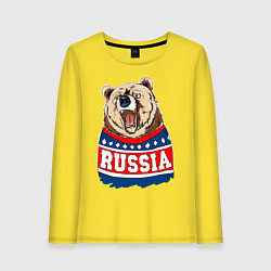 Лонгслив хлопковый женский Made in Russia: медведь, цвет: желтый