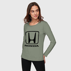 Лонгслив хлопковый женский Honda logo, цвет: авокадо — фото 2