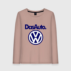 Лонгслив хлопковый женский Volkswagen Das Auto, цвет: пыльно-розовый