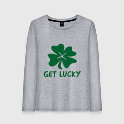 Лонгслив хлопковый женский Get lucky, цвет: меланж