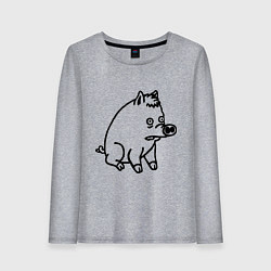 Лонгслив хлопковый женский Pig, цвет: меланж