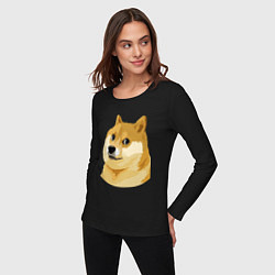Лонгслив хлопковый женский Doge, цвет: черный — фото 2