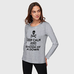 Лонгслив хлопковый женский Keep Calm & System Of A Down , цвет: меланж — фото 2