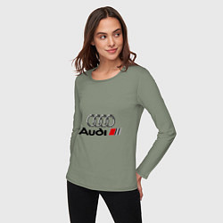 Лонгслив хлопковый женский Audi, цвет: авокадо — фото 2