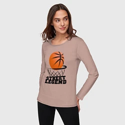 Лонгслив хлопковый женский Баскетбол, цвет: пыльно-розовый — фото 2