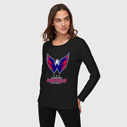 Лонгслив хлопковый женский Washington Capitals, цвет: черный — фото 2