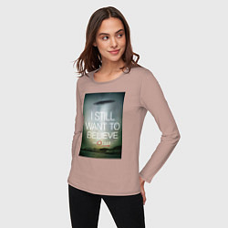 Лонгслив хлопковый женский X-Files: Aliens, цвет: пыльно-розовый — фото 2